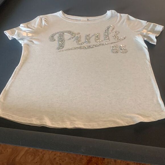 PINK Sequined Tee Shirt - Picture 1 of 4